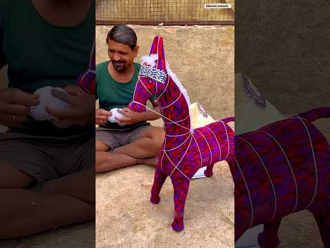 The hard-working man making amazing artwork, handmade grass  horse 🐴 #shorts #viral