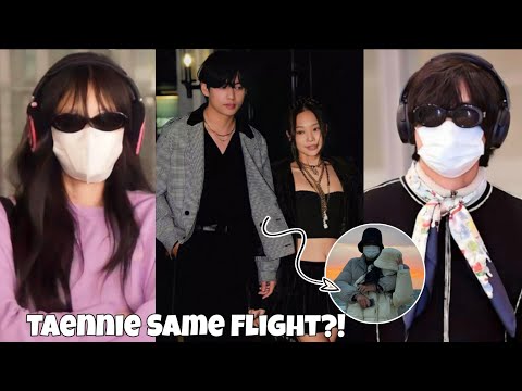 🐻V and Jennie together☘️ @ Nice Airport in Paris | taennie confirms