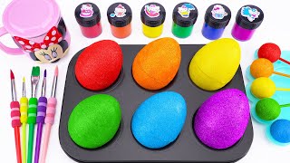 Satisfying Video | DIY Making Rainbow Toys Float in Slime & Glitter Anti-Stress Eggs Sprunki ASMR
