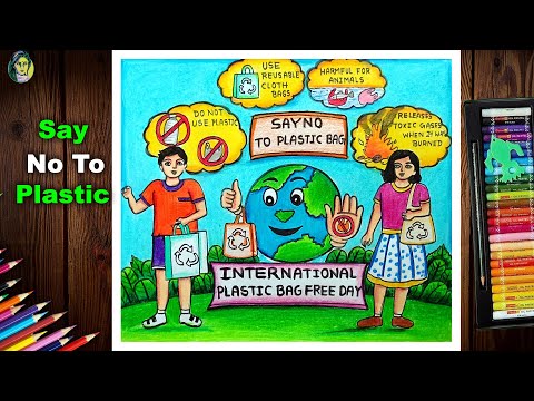 International Plastic Bag Free Day Drawing Easy | Say No To Plastic Poster | Stop Plastic Pollution