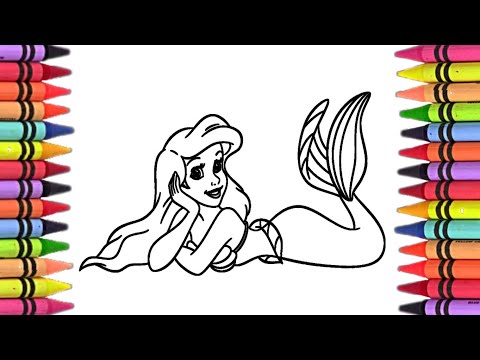 How to colour Easy Disney Princess Ariel step by step colouring