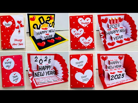 DIY 4 Beautiful New year Special greeting card 2025 // Happy New year pop-up card making