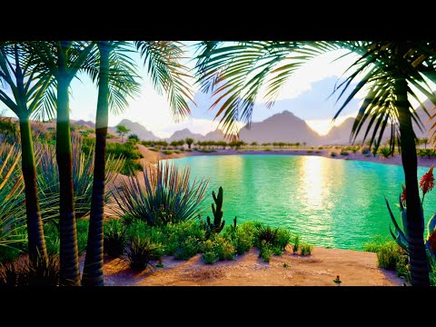 Desert Oasis | Relaxing Ambient Palm Paradise - 4K Ultra HD