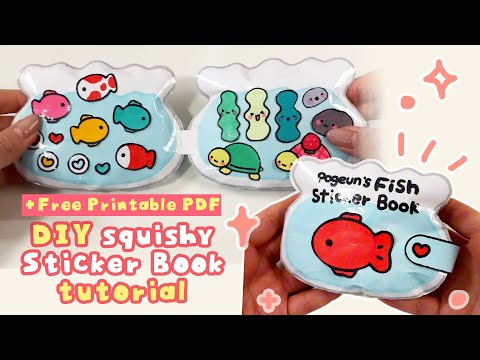 POGEUN'S CUTE FISH STICKER BOOK DIY TUTORIAL | ASMR | +Free template