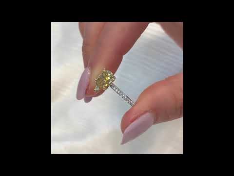 1.62 ct Fancy Orangey Yellow Pear Shape Diamond Ring