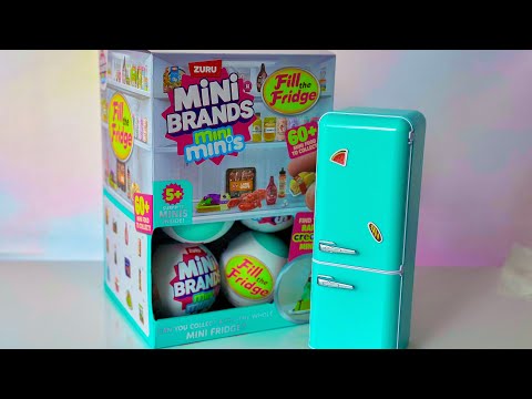 Unboxing New Mini Brands Fill the Fridge Minis & Mini Refrigerator | Oddly Satisfying ASMR 🌭🍉🛒