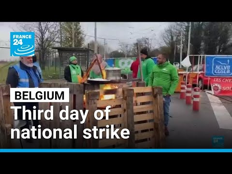 YouTube video thumbnail: Belgium Face Third day of National Strike