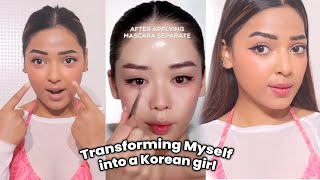 Tried Following a Korean Makeup Tutorial & Hacks | Transformed Myself Into A Korean Girl