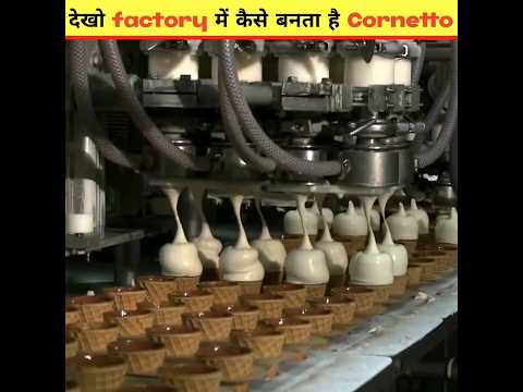 देखो factory में कैसे बनाया जाता है Cornetto ice cream ? | #shorts #kitchen #viralshort