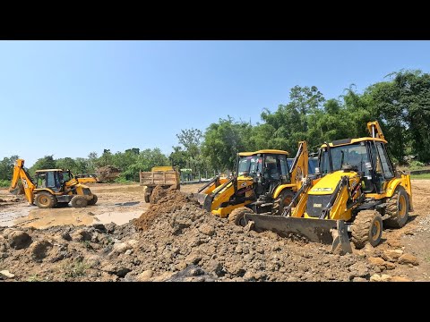 3 JCB 3DX mud Loading TATA dumper Truck & Leyland Dumper