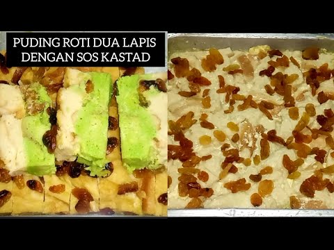 Puding Roti Dua Lapis Perasa Buttermilk Dan Pandan