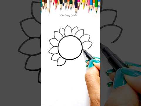 Cute Sunflower Drawing, #sunflower, #drawing, #cutedrawing, #flowers, #viral, #shorts..