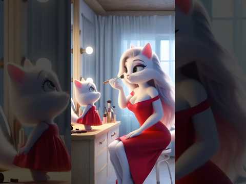 Cute kitten of cat is doing makeup for the first time #cat #cutecat #catlover