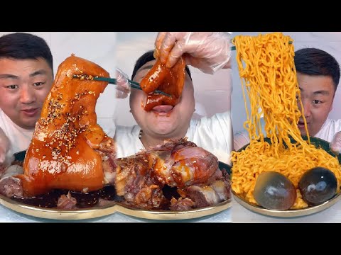 Mukbang food | Eating Pork Elbow, Salted egg yolk noodles | Chinese food