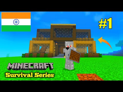 Minecraft Pe Survival series EP-1 in Hindi 1.20 | I made survival house & iron armour | #minecraftpe