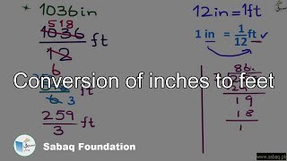 Conversion of inches to feet