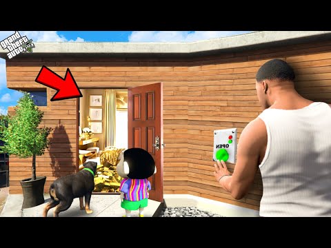 Franklin Found A Secret Door Inside His House In Gta 5 || SHINCHAN & CHOP