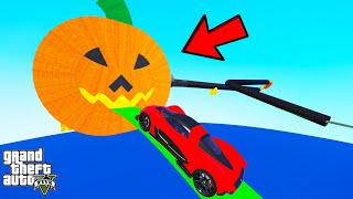 FRANKLIN TRIED EVIL PUMPKIN JUMP PARKOUR RAMP CHALLENGE GTA 5 | SHINCHAN and CHOP