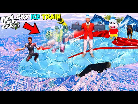 Franklin Built A Ice House On Ice Train in GTA 5..| GTA 5 AVENGERS