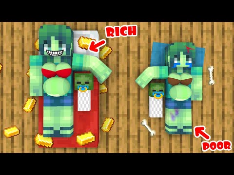 Monster School : Poor Pregnant Zombie Girl and Rich Pregnant Zombie- Sad Story - Minecraft Animation
