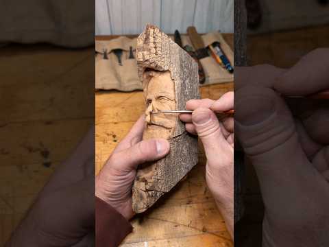 Had to perform a nose job on this wood spirit 👃🏽#woodcarving #nosejob #njart