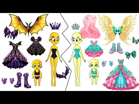 My little pony  Angels vs Demons  Dresses- Flutterbat and others - Blind bags -MLP Paper Craft