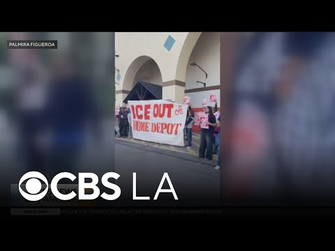 YouTube video thumbnail: "Ice Scraper Protests" Denounce Immigration Raids, Pressure Action From Home Depots in LA