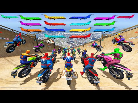 Rainbow Spiderman vs Longest Ramp in GTA 5 - Jumping from Highest in GTA 5 #1