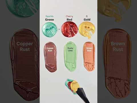 Blending vibrant hues like Sparkle Green + Cherry Red and B.Gold 😊🎨 #colormixing #paintmix #Painting