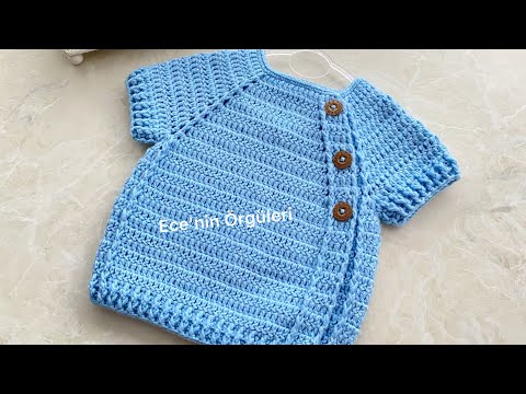 Side Button Crochet Baby Sweater Vest/Yandan Düğmeli Tığ işi Bebek Erkek ve Kız Bebek Yeleği /3 ay
