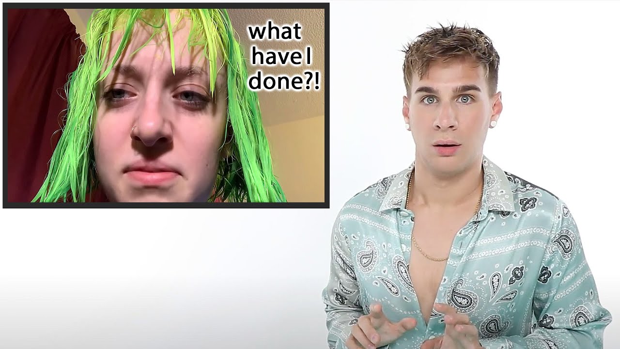 Hairdresser reacts to girls dyeing their hair neon