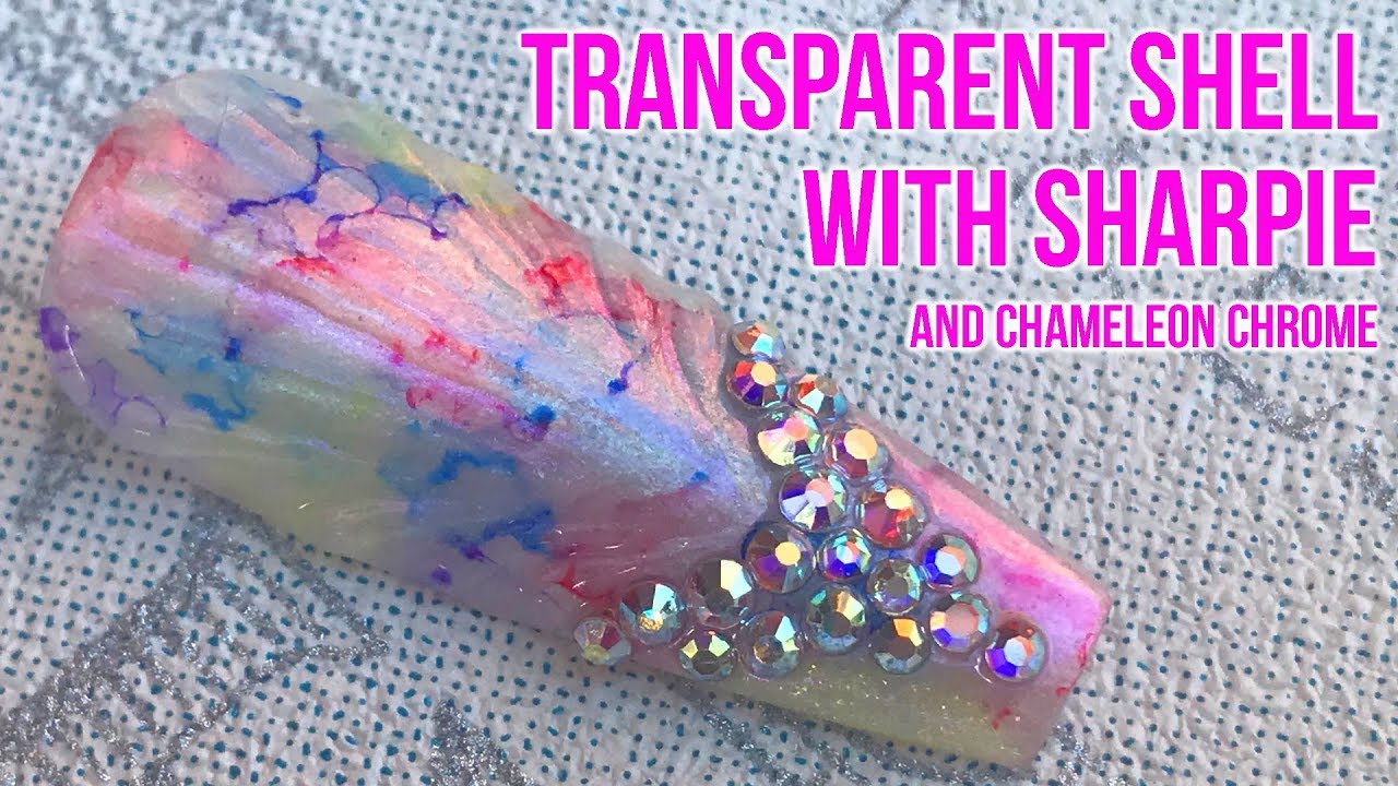 Chrome Shell Nail Design with Sharpie Background - Step by Step Tutorial