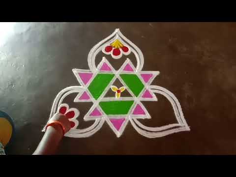 ipasi madham special 3dots beautiful star lotus flower rangoli/easy colorrangoli/gokulramya kolangal