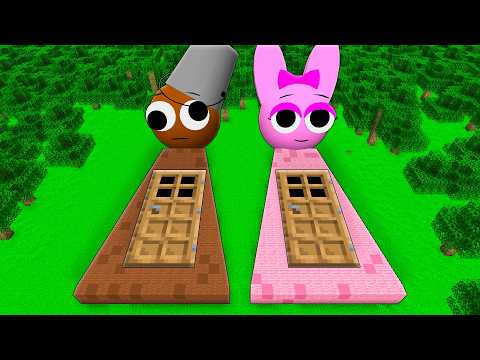 I found a SPRUNKI DOOR in Minecraft ! What's INSIDE the PINK SPRUNKI vs BROWN SPRUNKI ?