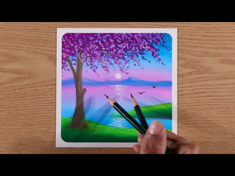 Beautiful Autumn Scenery / Drawing with Oil Pastels / Step by Step