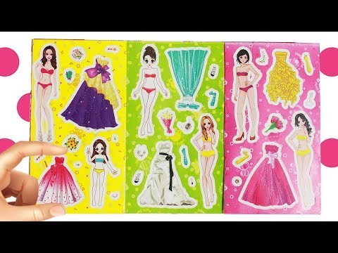 Đồ chơi hình dán váy đầm búp bê | Pinky Channel