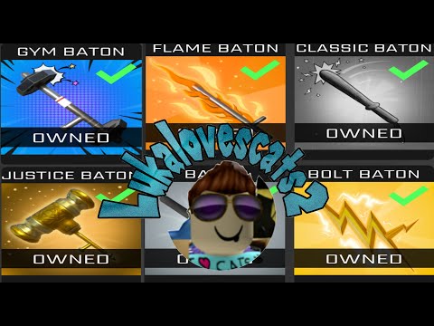 GYM BATON, BOLT, Flame, Classic White and black, Justice Baton Barry's Prison Run #roblox Obby 4k