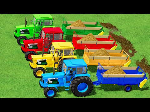 Farmer with Colors! VOLVO Tractors Transport and MANURE SPREADING JOB with Colored SPREADERS - FS22