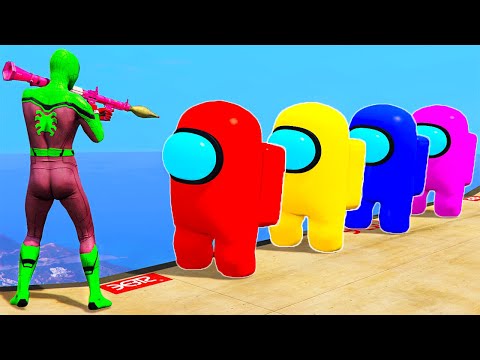 GTA 5 Water Ragdolls RED SPIDERMAN VS AMONG US (Euphoria Physics, Ragdolls Fails and Funny Moments)
