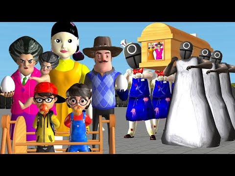 Scary Teacher 3D vs Squid Game Rescue Child and Nick and Tani with Granny and Ice Cream Egg Throw