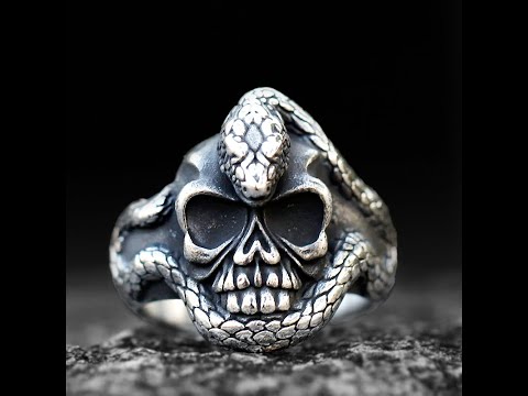 Skull Coiled Snake Ring