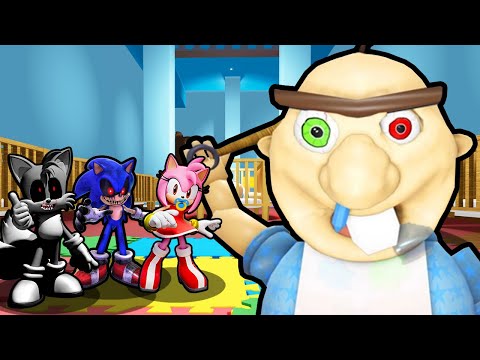 EVIL SONIC BABY FAMILY VS BABY BOBBY'S DAYCARE IN ROBLOX