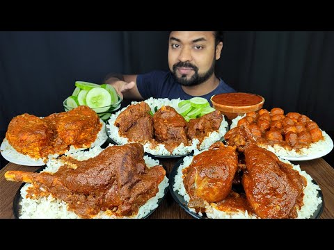 SPICY MUTTON CURRY, CHICKEN CURRY, EGG CURRY, FISH CURRY, SALAD ASMR MUKBANG EATING SHOW | BIG BITES