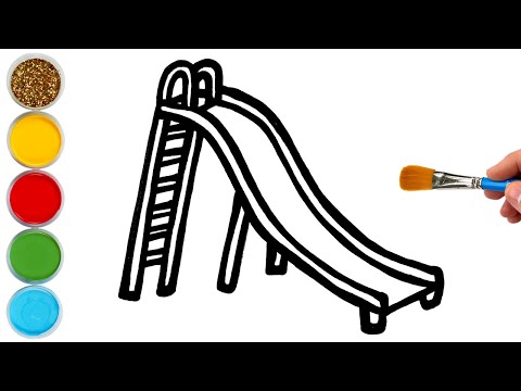 Slide Playground Drawing, Painting and Coloring for Kids, Toddlers | Let's Draw, Paint Together