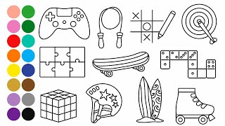 JUEGOS Y DEPORTES aprender a dibujar y colorear para niños pequeños - Dibujos para niños