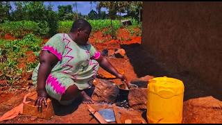 African Village Life #cooking Organic Village Food for Breakfast - Pumpkin Leaves & Corn Flour