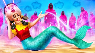 🧜‍♀️¡Cómo convertirse en sirena en la escuela del Juego de Calamar! Cambio mágico de una nerd