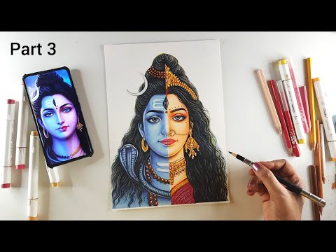 Draw with me - MAHASHIVRATRI DRAWING, shivratri drawing tutorial, PART 3, Shiv ji drawing, Parvati