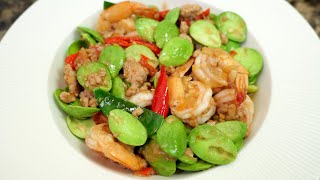 เมนูกับข้าวง่ายๆกับ ผัดสะตอกุ้งหมูสับ พร้อมบอกวิธีผัด พร้อมเครื่องปรุงต่างๆ | เสือหิวChannel