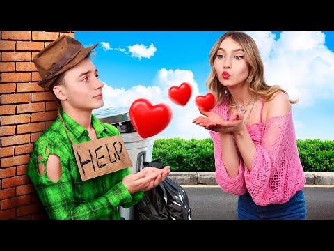 I Fell in Love With a Poor Boy || Rich Couple VS Homeless Couple